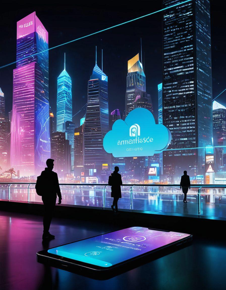A sleek, futuristic digital card design showcasing holographic technology and biometric features. The background displays a dynamic cityscape with digital billboards and people interacting with e-cards on their smartphones. Overlaid with icons representing trends like contactless payment and cloud storage solutions. A glowing lock symbol emphasizes security and innovation. vibrant colors. super-realistic.